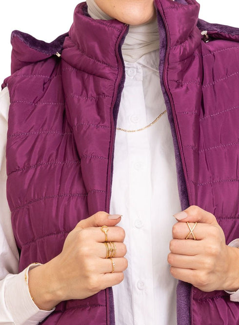 Purple L - Cut Double Face Jacket - Khotwh